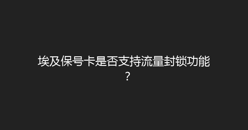埃及保号卡是否支持流量封锁功能？ 