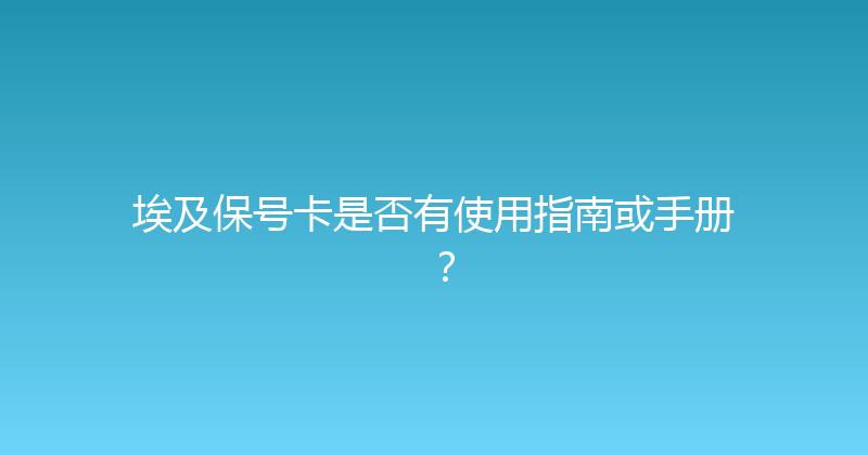 埃及保号卡是否有使用指南或手册？ 