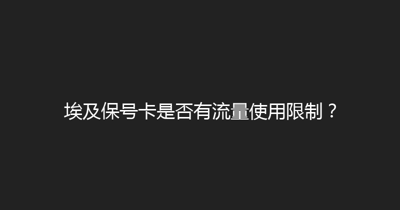 埃及保号卡是否有流量使用限制？ 