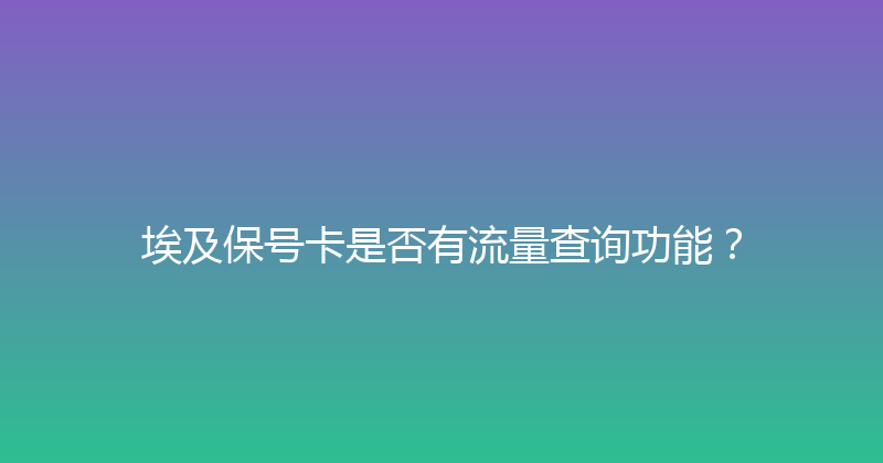 埃及保号卡是否有流量查询功能？ 