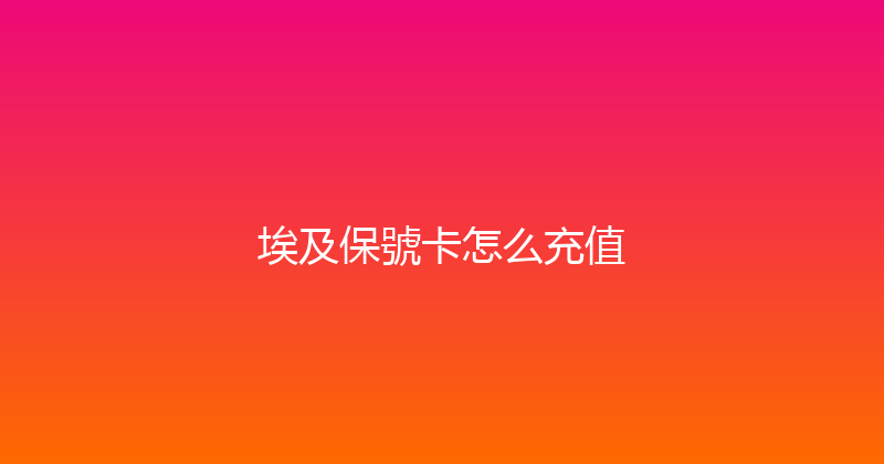 埃及保號卡怎么充值 