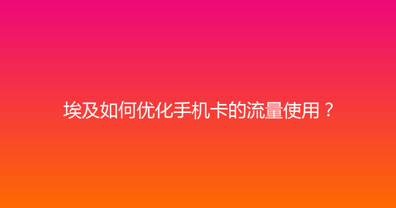 埃及如何优化手机卡的流量使用？ 