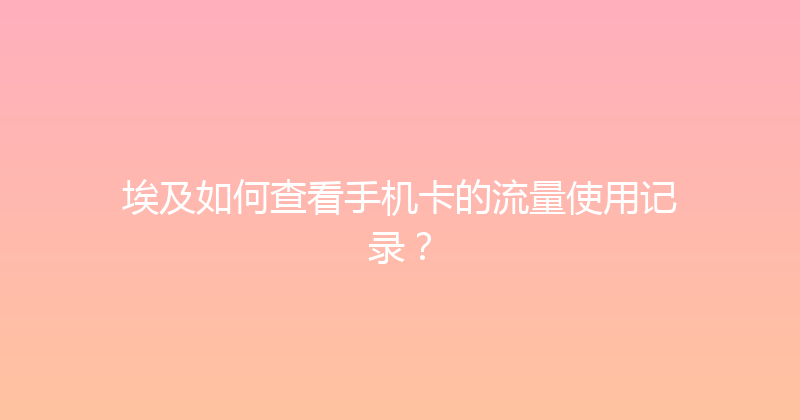 埃及如何查看手机卡的流量使用记录？ 