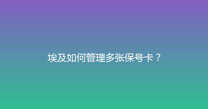 埃及如何管理多张保号卡？ 