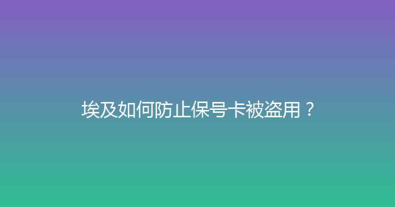埃及如何防止保号卡被盗用？ 