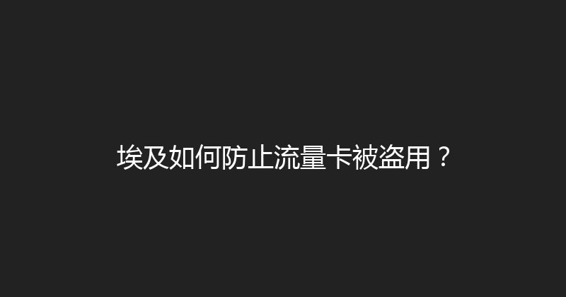 埃及如何防止流量卡被盗用？ 