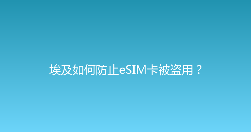 埃及如何防止eSIM卡被盗用？ 