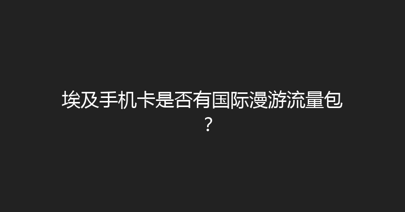 埃及手机卡是否有国际漫游流量包？ 