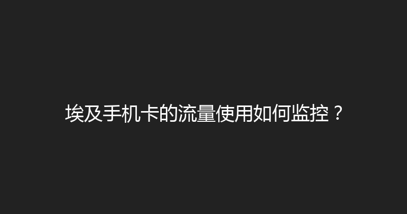 埃及手机卡的流量使用如何监控？ 