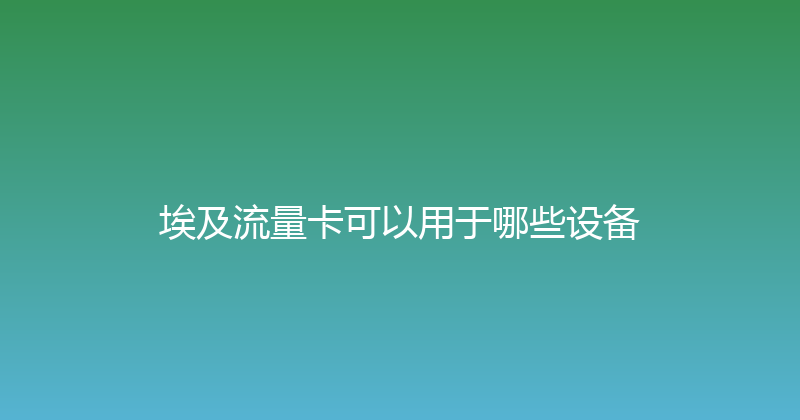 埃及流量卡可以用于哪些设备 