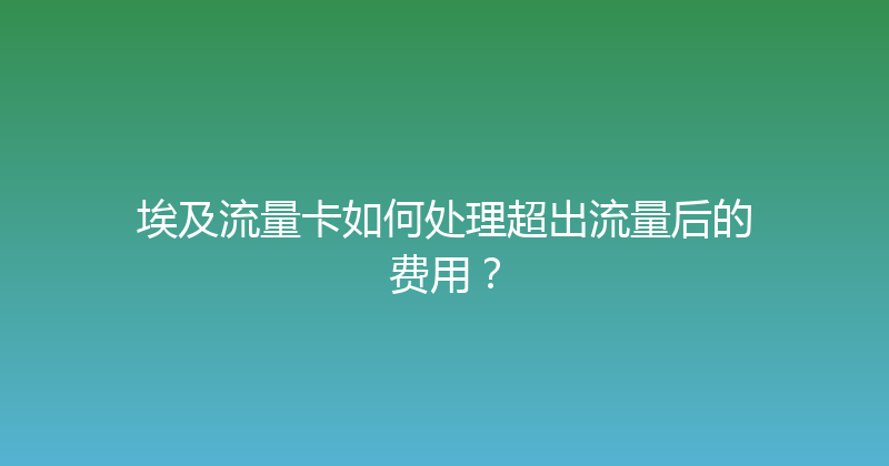 埃及流量卡如何处理超出流量后的费用？ 