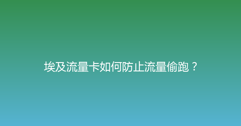 埃及流量卡如何防止流量偷跑？ 