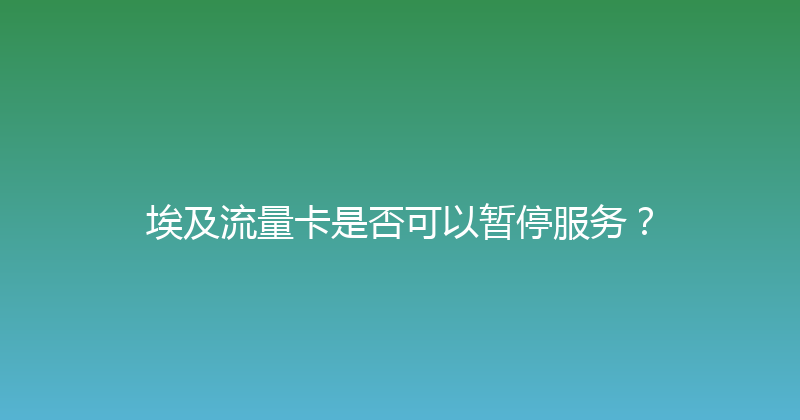 埃及流量卡是否可以暂停服务？ 