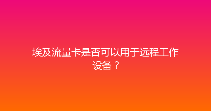 埃及流量卡是否可以用于远程工作设备？ 
