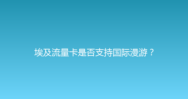 埃及流量卡是否支持国际漫游？ 