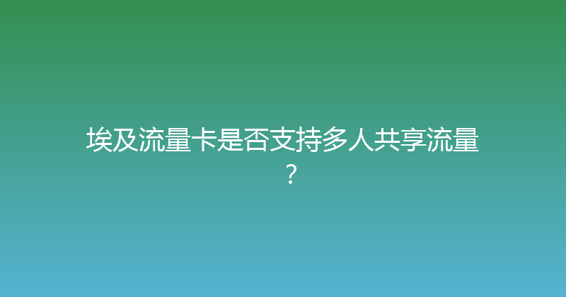 埃及流量卡是否支持多人共享流量？ 