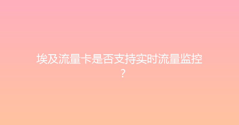 埃及流量卡是否支持实时流量监控？ 