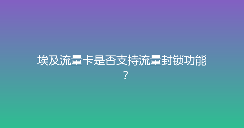 埃及流量卡是否支持流量封锁功能？ 