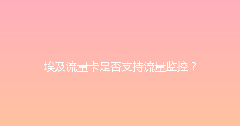 埃及流量卡是否支持流量监控？ 