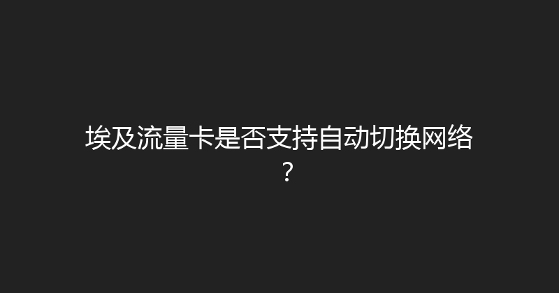 埃及流量卡是否支持自动切换网络？ 