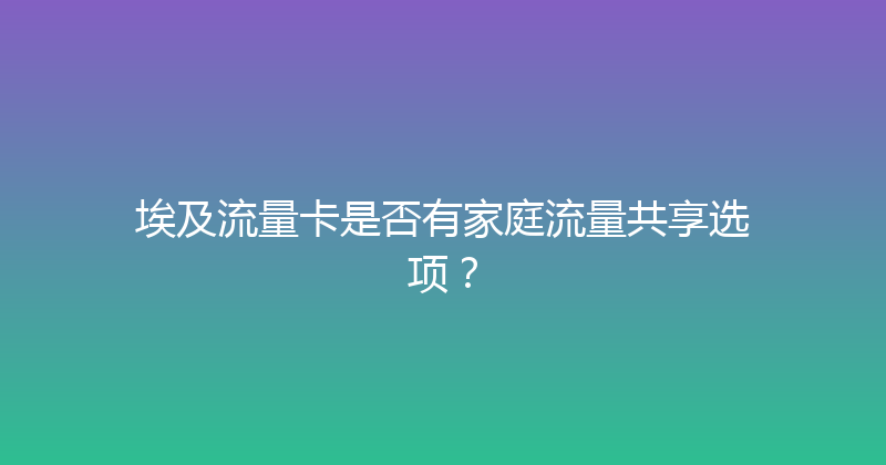 埃及流量卡是否有家庭流量共享选项？ 