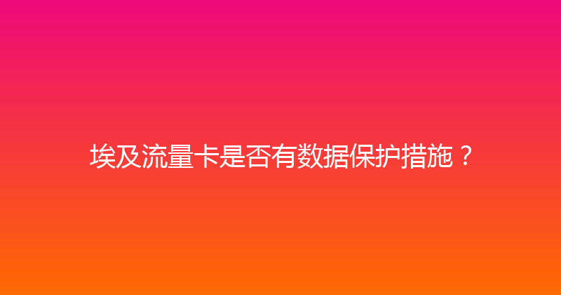 埃及流量卡是否有数据保护措施？ 