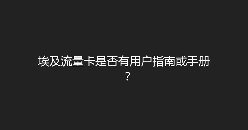 埃及流量卡是否有用户指南或手册？ 