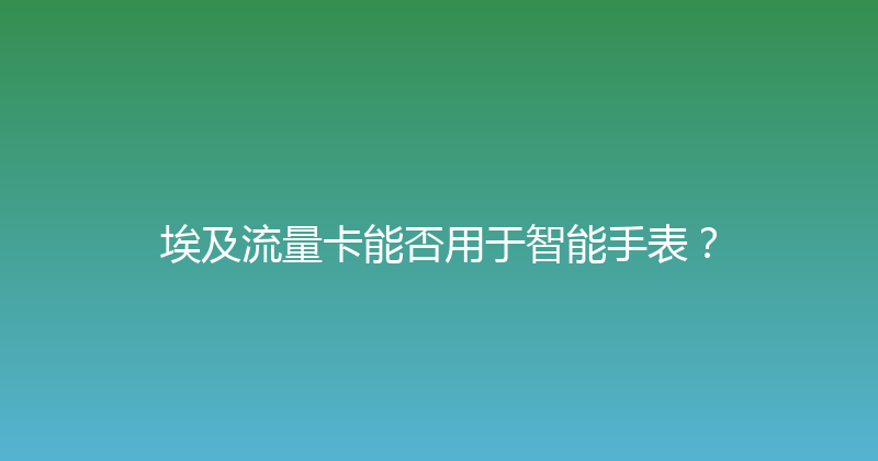 埃及流量卡能否用于智能手表？ 