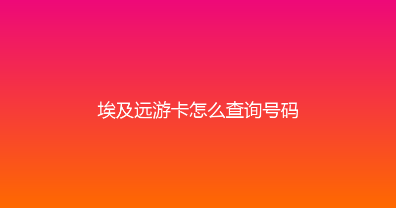 埃及远游卡怎么查询号码 