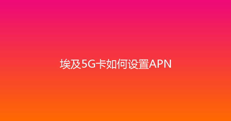 埃及5G卡如何设置APN 