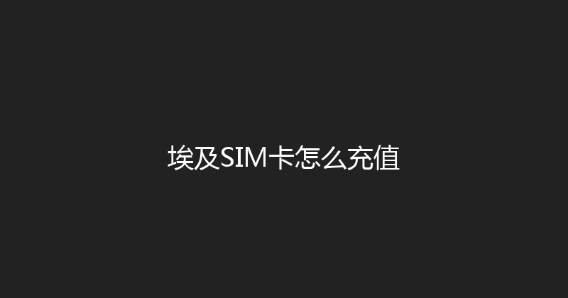 埃及SIM卡怎么充值 