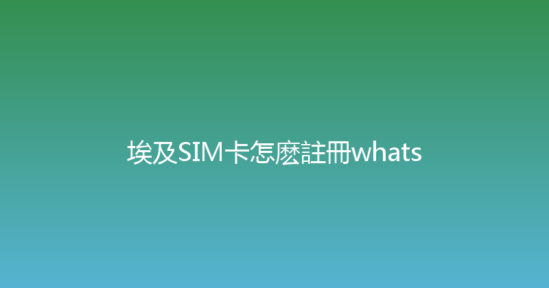 埃及SIM卡怎麽註冊whats 