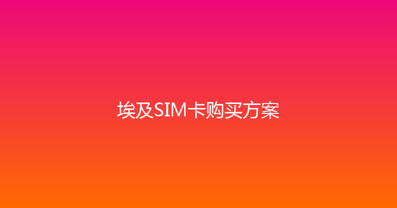 埃及SIM卡购买方案 