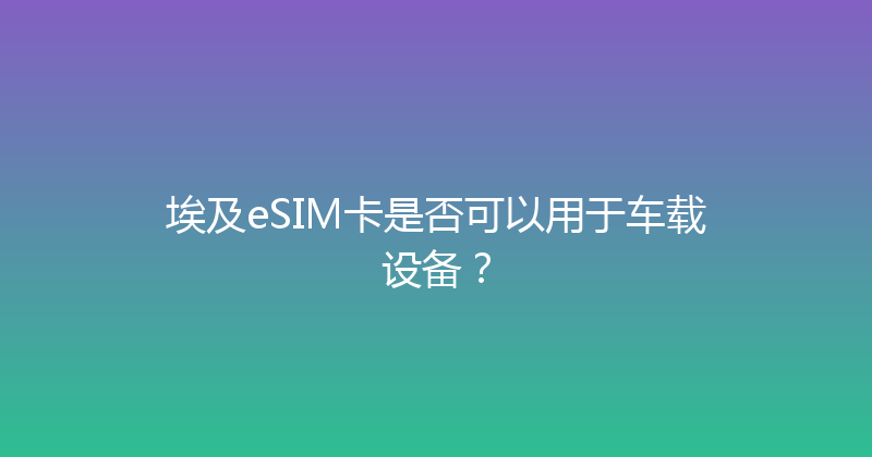 埃及eSIM卡是否可以用于车载设备？ 