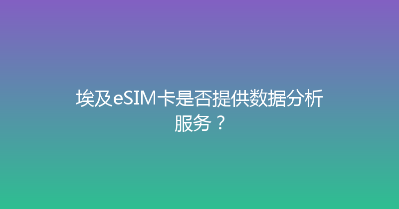 埃及eSIM卡是否提供数据分析服务？ 