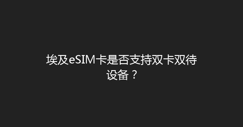 埃及eSIM卡是否支持双卡双待设备？ 