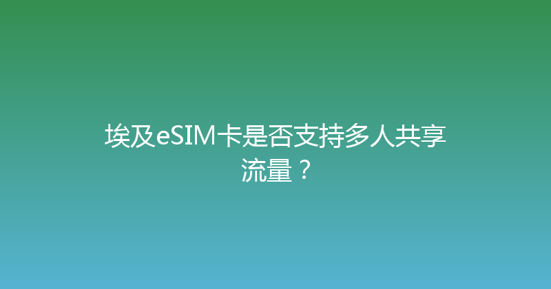 埃及eSIM卡是否支持多人共享流量？ 