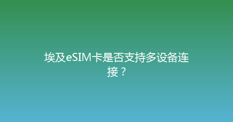 埃及eSIM卡是否支持多设备连接？ 
