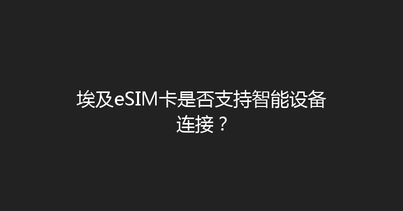 埃及eSIM卡是否支持智能设备连接？ 