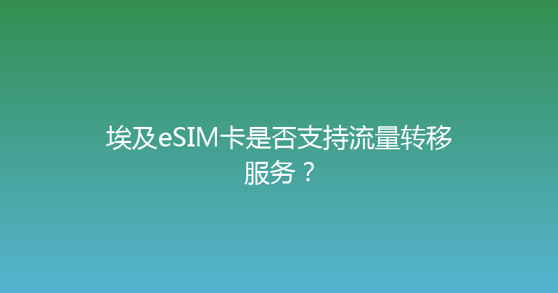埃及eSIM卡是否支持流量转移服务？ 