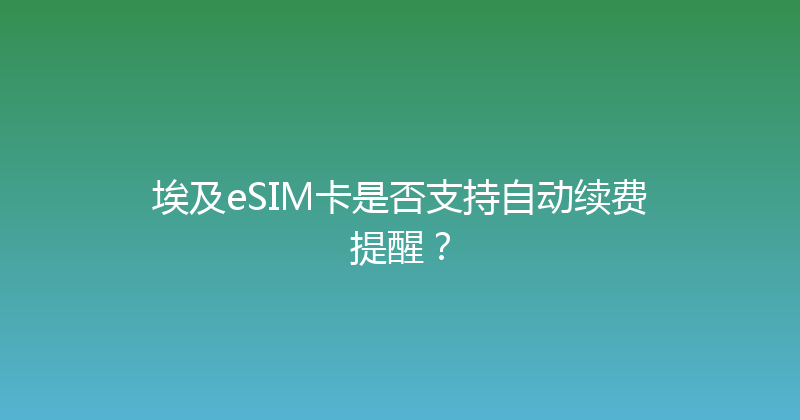 埃及eSIM卡是否支持自动续费提醒？ 