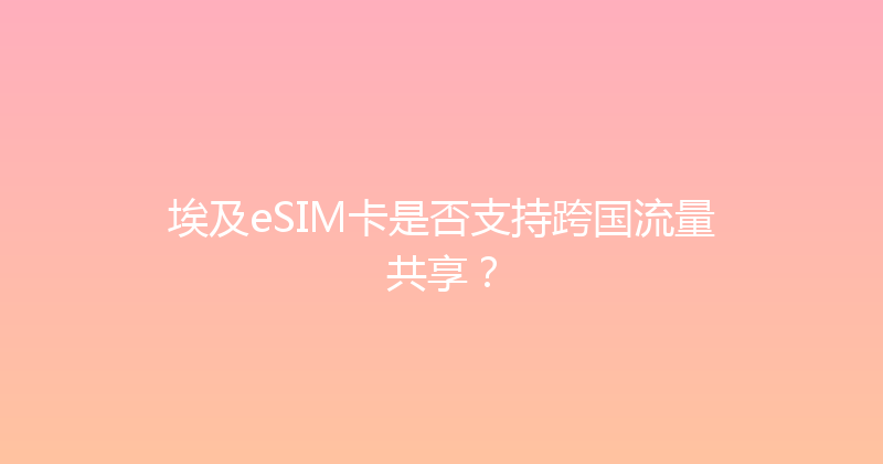 埃及eSIM卡是否支持跨国流量共享？ 