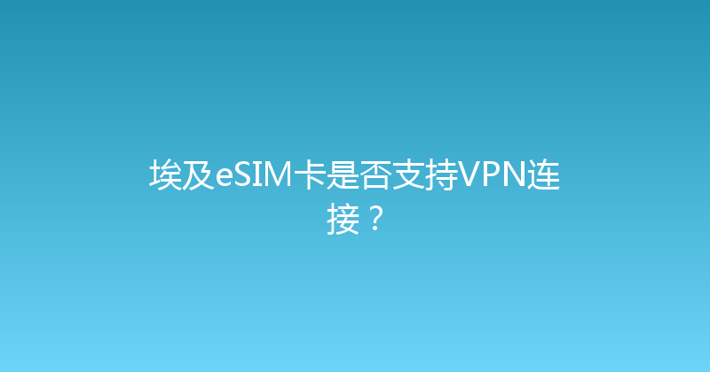 埃及eSIM卡是否支持VPN连接？ 