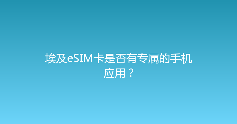 埃及eSIM卡是否有专属的手机应用？ 