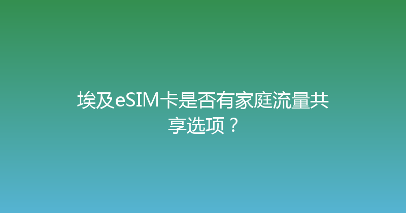 埃及eSIM卡是否有家庭流量共享选项？ 