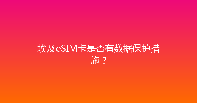 埃及eSIM卡是否有数据保护措施？ 