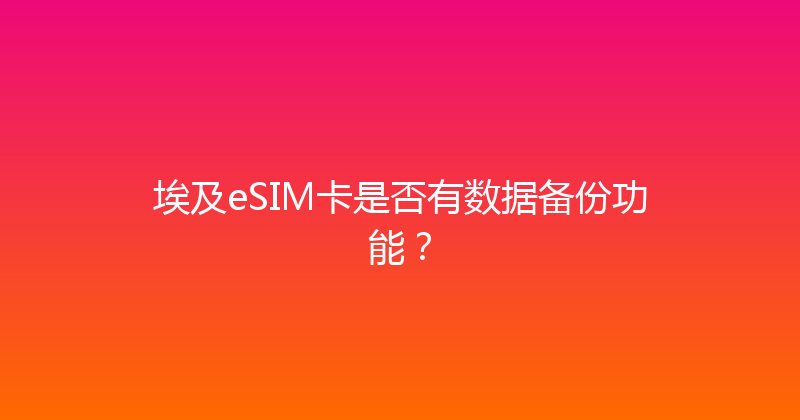 埃及eSIM卡是否有数据备份功能？ 
