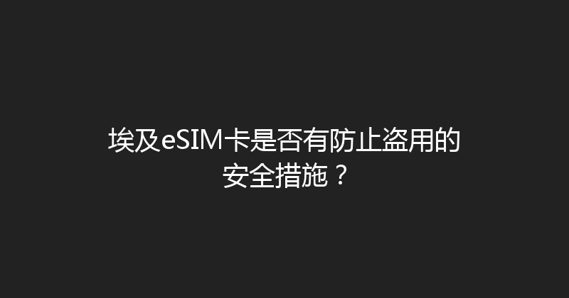 埃及eSIM卡是否有防止盗用的安全措施？ 