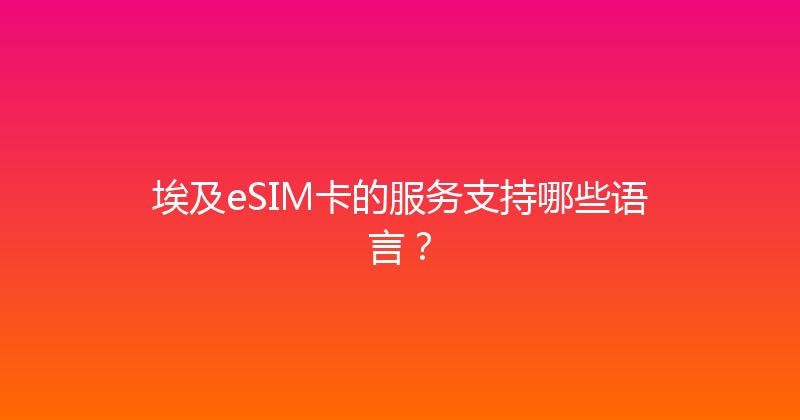 埃及eSIM卡的服务支持哪些语言？ 
