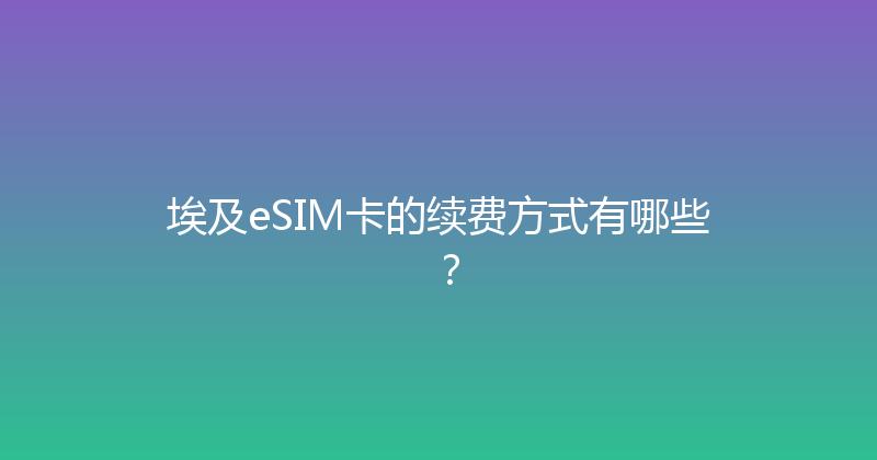 埃及eSIM卡的续费方式有哪些？ 